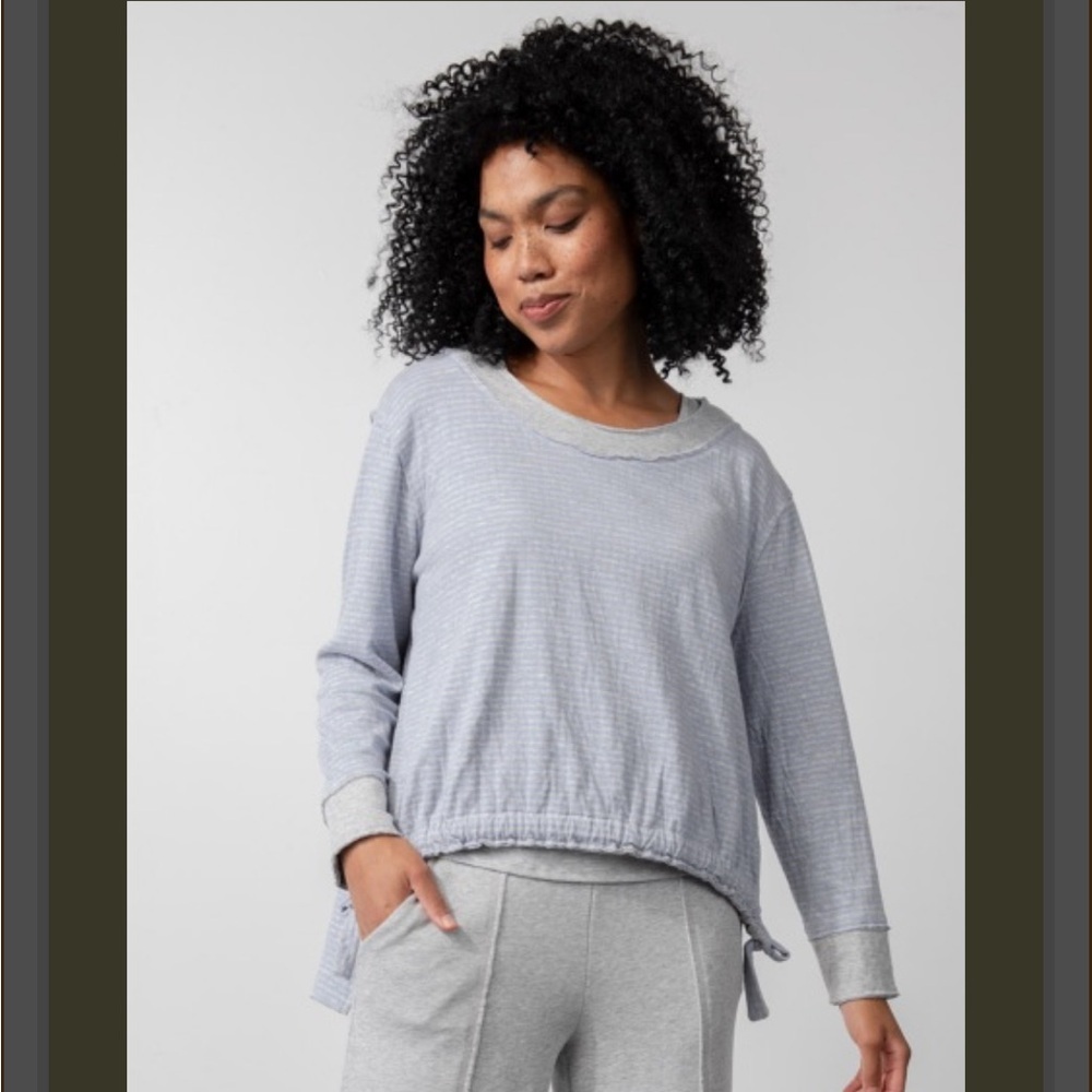 Olivia By Habitat Boxy Striped Drawstring Top Large
